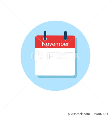 White daily calendar Icon November in a Flat... - Stock Illustration ...