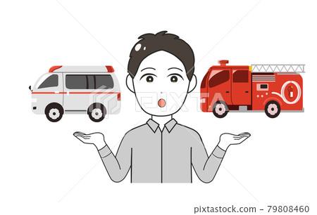Worried ambulance fire engine male 79808460
