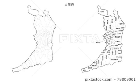 空白地圖-日本-進入地區、城鎮和村莊_大阪 79809001