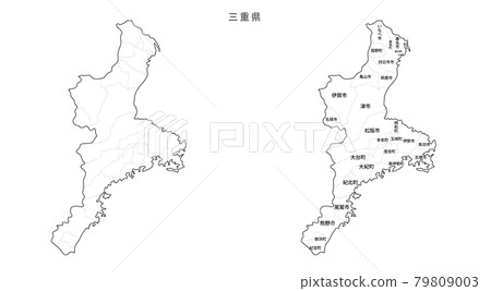 Blank Map-Japan-Entering Districts, Towns and Villages_Mie Prefecture 79809003