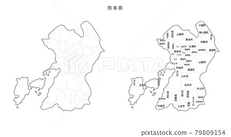 Blank Map-Japan-Entering Districts, Towns and Villages_Kumamoto Prefecture 79809154