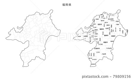 Blank Map-Japan-Entering Districts, Towns and Villages_Fukuoka Prefecture 79809156