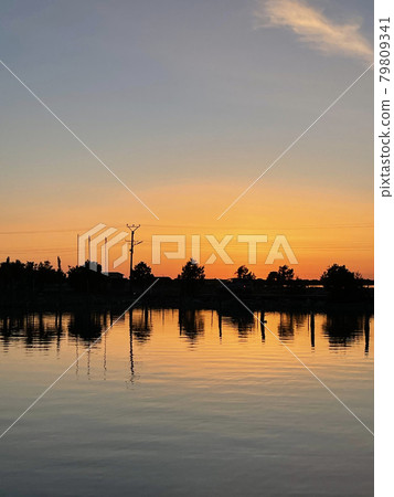 Beautiful sunset background. Summer holidays concept. Text  79809341