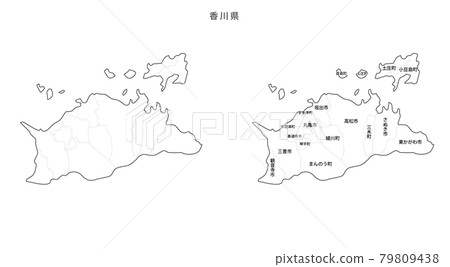 空白地圖-日本入境地區、城鎮和村莊_香川縣 79809438