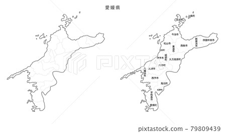 空白地圖-日本入境地區、城鎮和村莊_愛媛縣 空白地圖-日本入境地區、城鎮和村莊_愛媛縣 79809439