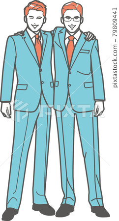 A businessman who crosses his shoulders A businessman who crosses his shoulders 79809441