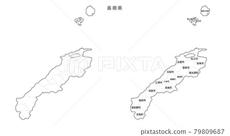 空白地圖-日本入境地區、城鎮和村莊_島根縣 空白地圖-日本入境地區、城鎮和村莊_島根縣 79809687
