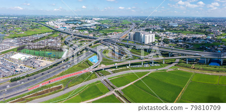 Aerial view of "Saitama Prefecture" Kuki-Shiraoka Junction 79810709
