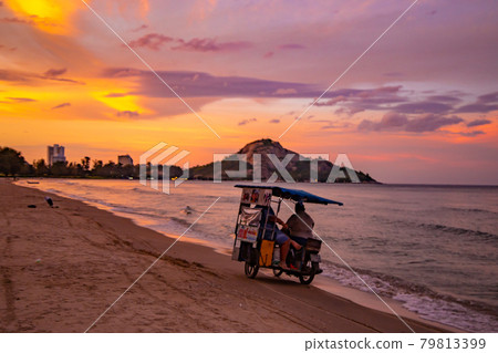Suan Son Pradipat Beach at sunset in Prachuap Khiri Khan, Thailand Suan Son Pradipat Beach at sunset in Prachuap Khiri Khan, Thailand 79813399