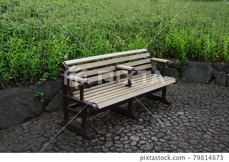 帶欄杆的公園長椅 79814873