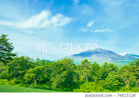 輕井澤近郊 淺間山 大自然 晴朗的藍天 景觀素材 79815126