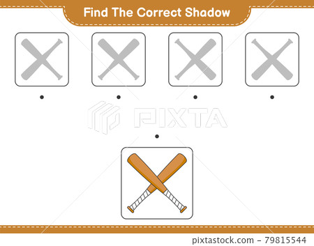 Find the correct shadow. Find and match the correct shadow of Baseball Bat. Educational children game, printable worksheet, vector illustration Find the correct shadow. Find and match the correct shadow of Baseball Bat. Educational children game, printable worksheet, vector illustration 79815544
