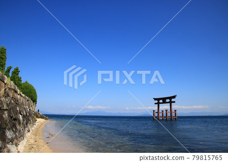 Lake Biwa and Shirahige Shrine in summer Lake Biwa and Shirahige Shrine in summer 79815765