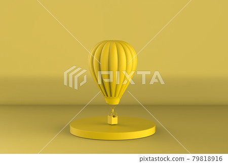 yellow hot air balloon fly on yellow background - Stock Illustration ...