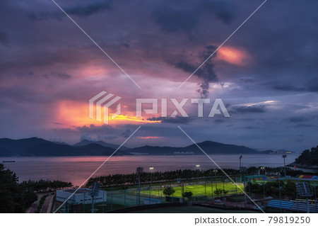 Sunset over Namhae Sports Park Sunset over Namhae Sports Park 79819250
