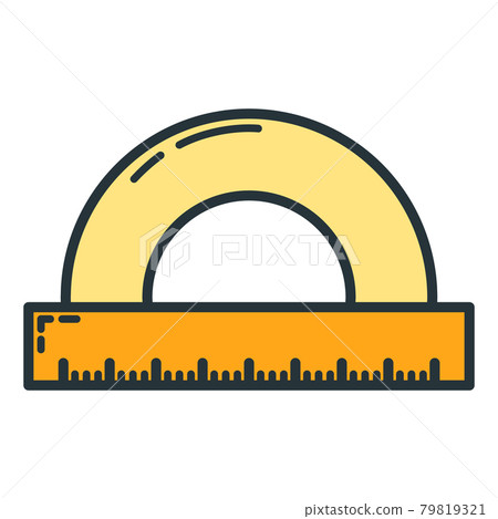 Wooden ruler pencil document icon, educational institution process, back to school outline flat vector illustration, isolated on white. Wooden ruler pencil document icon, educational institution process, back to school outline flat vector illustration, isolated on white. 79819321