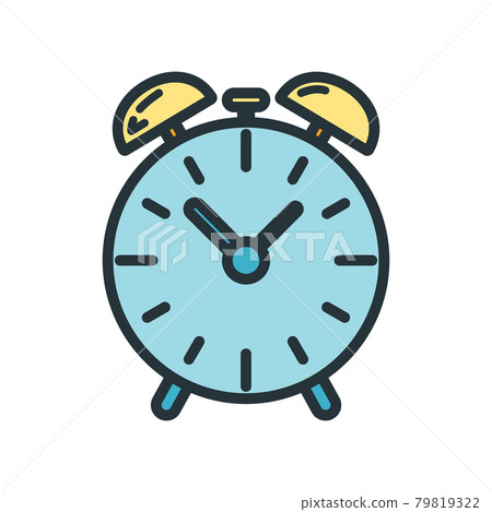 Alarm clock icon, educational institution process, back to school outline flat vector illustration, isolated on white. Concept supplies symbol. Alarm clock icon, educational institution process, back to school outline flat vector illustration, isolated on white. Concept supplies symbol. 79819322