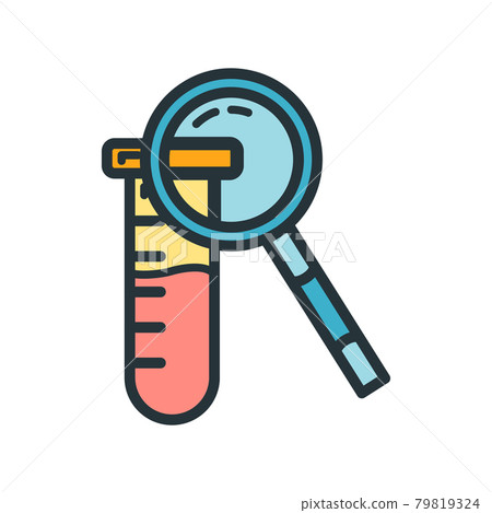 Scientific laboratory flask icon, educational institution process, back to school color outline flat vector illustration, isolated on white. 79819324