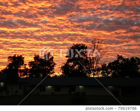 Bright red sunset "Laos" 79819786