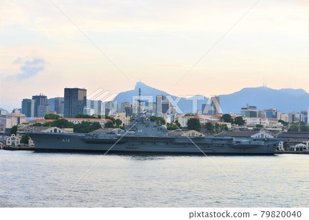 Rio de Janeiro, one of the world's three largest ports, aircraft carrier and Corcovado Hill Rio de Janeiro, one of the world's three largest ports, aircraft carrier and Corcovado Hill 79820040