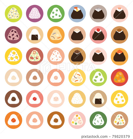 Rice ball icon set C Rice ball icon set C 79820379