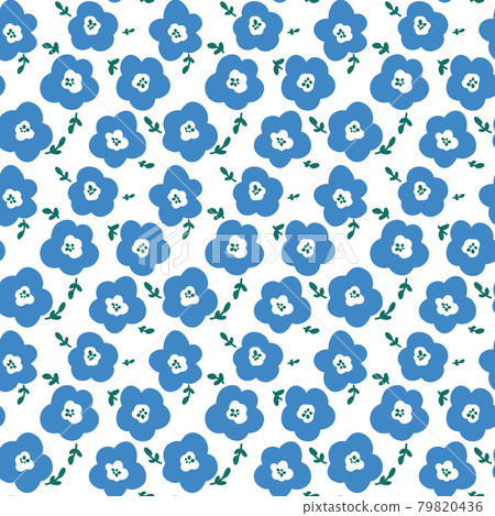 無縫 pattern_blue 花 79820436