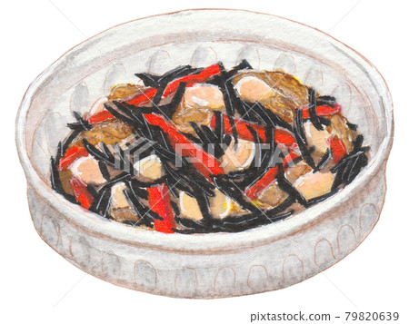 Hand-painted food and drink menu, simmered hijiki seaweed 79820639