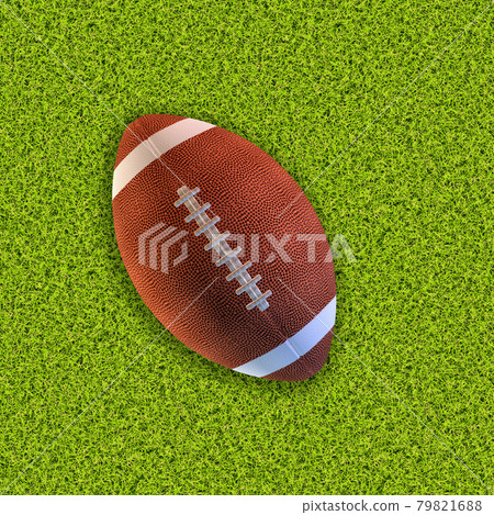 3D Rugby ball on grass 79821688