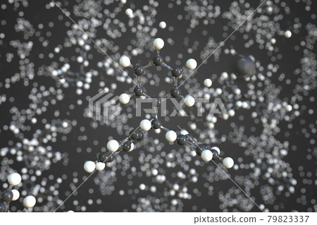 Triphenylmethane molecule, scientific molecular model, 3d rendering 79823337