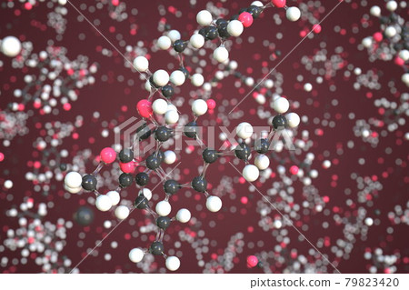 Molecule of eugenol, conceptual molecular model. Scientific 3d rendering 79823420