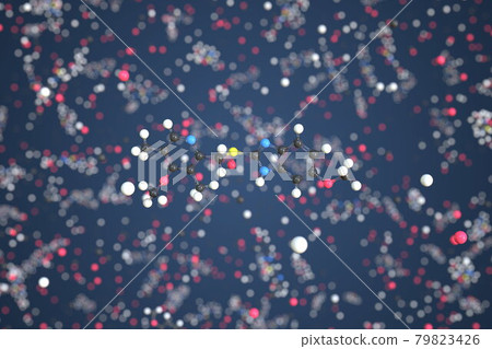 Omeprazole molecule. Conceptual molecular model. Chemical 3d rendering 79823426