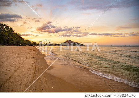 Suan Son Pradipat Beach at sunset in Prachuap Khiri Khan, Thailand Suan Son Pradipat Beach at sunset in Prachuap Khiri Khan, Thailand 79824176