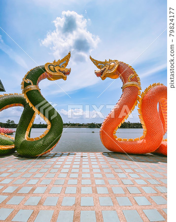 Wat Saman Rattanaram flower petals temple in Chachoengsao, Thailand 79824177