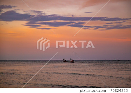 Suan Son Pradipat Beach at sunset in Prachuap Khiri Khan, Thailand 79824223