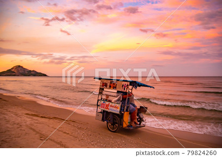 Suan Son Pradipat Beach at sunset in Prachuap Khiri Khan, Thailand Suan Son Pradipat Beach at sunset in Prachuap Khiri Khan, Thailand 79824260