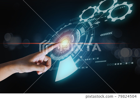 Fingerprint digital scanner. security electronic password code. thumbprint sensor. 79824504