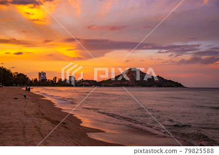 Suan Son Pradipat Beach at sunset in Prachuap Khiri Khan, Thailand Suan Son Pradipat Beach at sunset in Prachuap Khiri Khan, Thailand 79825588