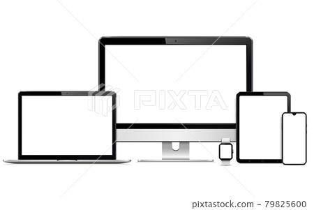 Responsive web design computer display, laptop, tablet pc, phone and smartwatch. 79825600