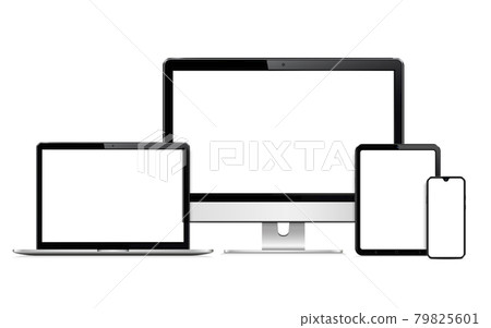 Responsive web design computer display, laptop, tablet pc with phone 79825601