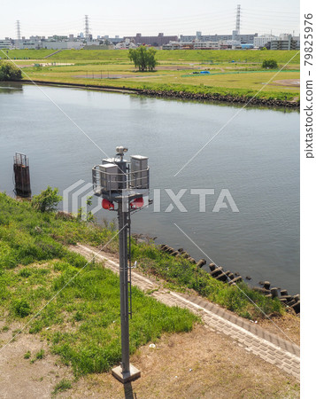 High water flow observation prospect pile installed in Arakawa, Toda City, Saitama Prefecture 79825976