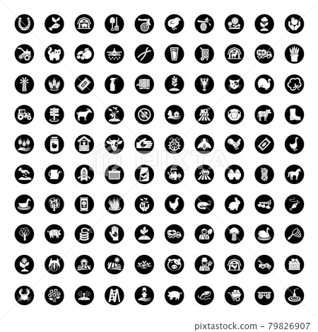 black farming 100 icon set Agriculture. Farming symbols. Isolated vector outline illustrations. black farming 100 icon set Agriculture. Farming symbols. Isolated vector outline illustrations. 79826907