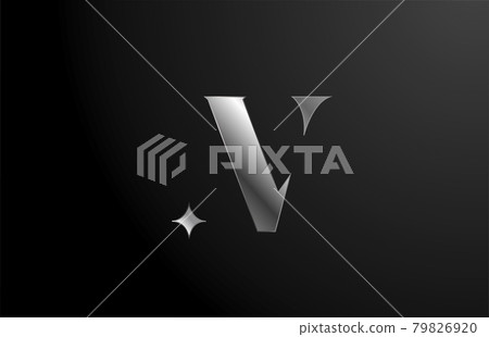 V alphabet letter icon design with star template and grey color V alphabet letter icon design with star template and grey color 79826920