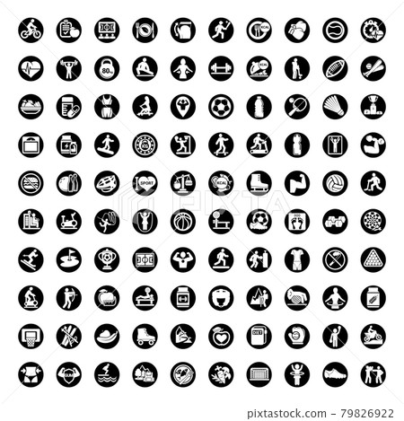 100 Fitness and Sport vector icons for web and mobile. All elements are grouped. 100 Fitness and Sport vector icons for web and mobile. All elements are grouped. 79826922