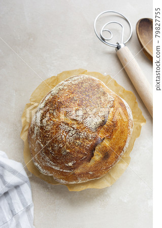 Sourdough rustic bread loaf, round homemade bread made from wild yeast. 79827755