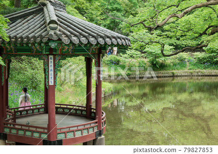 昌德宮後花園(秘密花園)池塘和涼亭 昌德宮後花園(秘密花園)池塘和涼亭 79827853