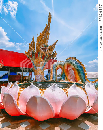 Wat Saman Rattanaram flower petals temple in Chachoengsao, Thailand 79829537