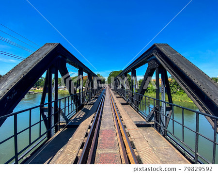 Bridge of the river kwai in Kanchanaburi, Thailand 79829592