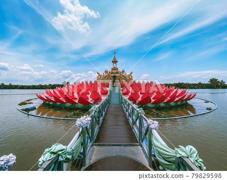 Wat Saman Rattanaram flower petals temple in Chachoengsao, Thailand 79829598