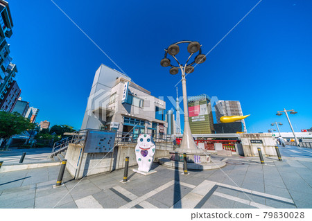 View of Tokyo cityscape in Japan, such as a water bus stop 79830028