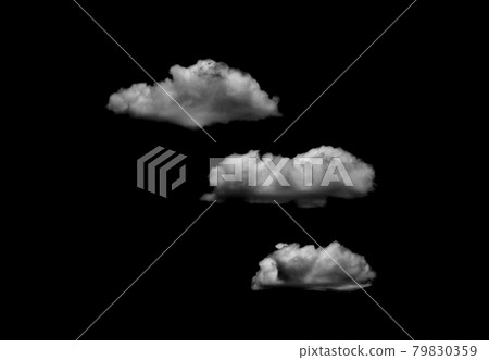 White clouds isolated on black background, clounds set on black 79830359